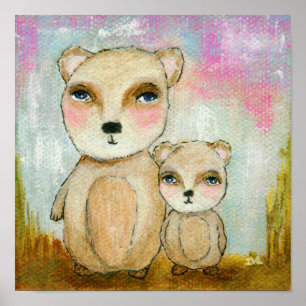 Poster Peinture Abstraite d'Ours de la Forêt