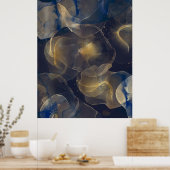 Poster Peinture Abstraite en or noir Fluide (Cuisine)