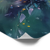 Poster Peinture Abstraite Florale Vibrante avec Explosion (Coin)