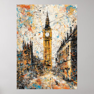 Poster Peinture abstraite goutte à goutte de Big Ben à Lo