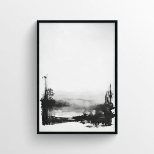 Poster Peinture Abstraite minimaliste en noir et blanc