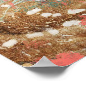 Poster Peinture Abstraite moderne Coral Turquoise Or Blan (Coin)