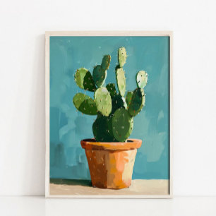 Poster Peinture Abstraite Moderne de Cactus, Nature Morte