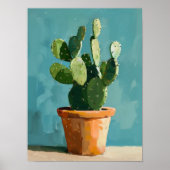 Poster Peinture Abstraite Moderne de Cactus, Nature Morte (Devant)