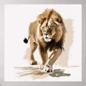 Poster Peinture Abstraite Moderne de Lion (Devant)