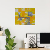 Poster peinture abstraite moderne grise jaune blanc (Bureau à domicile)
