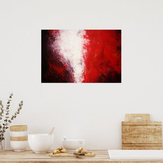 Poster Peinture Abstraite originale Imprimer tons rouges (Cuisine)
