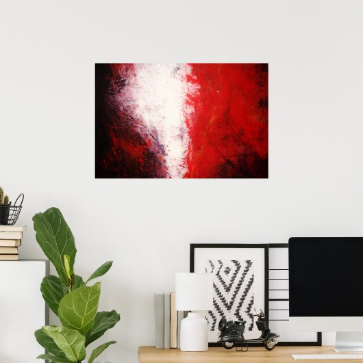 Poster Peinture Abstraite originale Imprimer tons rouges  (Bureau à domicile)