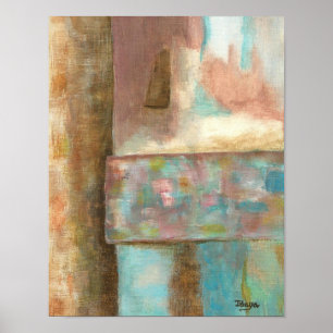 Poster Peinture Abstraite Pastel Imaginaire Château Fenêt