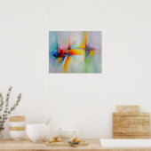 Poster Peinture Abstraite Rouge Jaune Bleu Vert (Cuisine)
