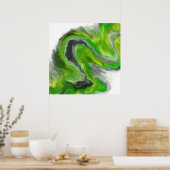 Poster Peinture Abstraite Vague Verte (Cuisine)