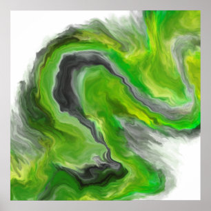 Poster Peinture Abstraite Vague Verte