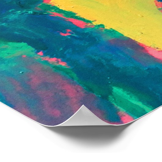 Poster Peinture Abstraite verte et rose Art Abstrait Abst (Coin)