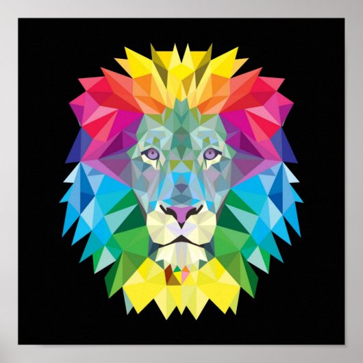 Poster Peinture Abstraite vibrante au lion (Devant)