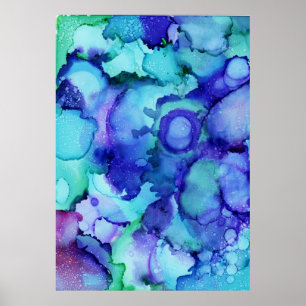 Poster Peinture abstraite violette et blanche