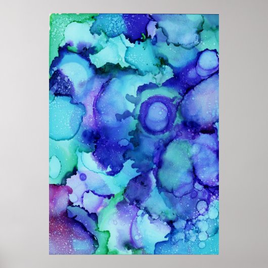 Poster Peinture abstraite violette et blanche (Devant)