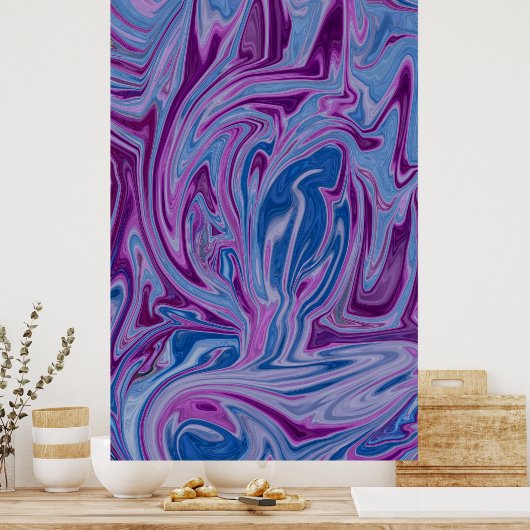 Poster Peinture abstraite violette et bleue (Cuisine)
