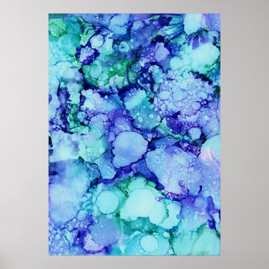 Poster Peinture abstraite violette et bleue (Devant)