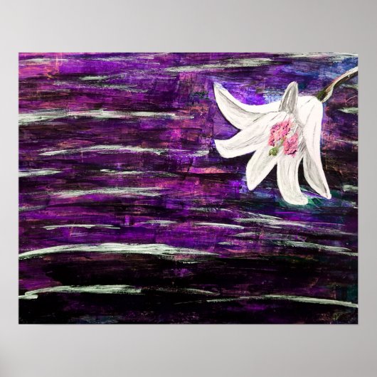 Poster Peinture acrylique Abstraite avec fleur (Devant)