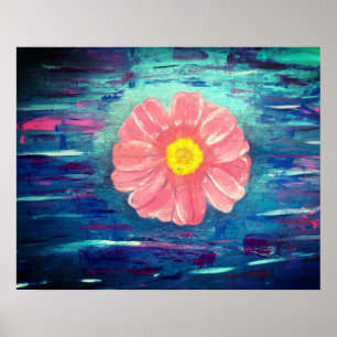 Poster Peinture acrylique Abstraite avec fleur