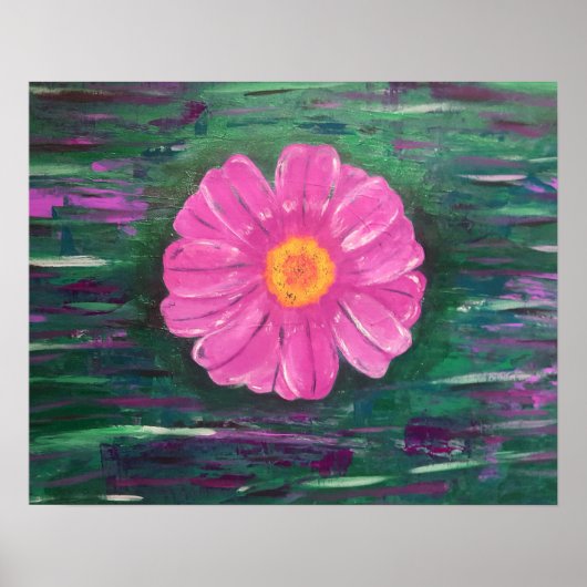 Poster Peinture acrylique Abstraite avec fleur (Devant)