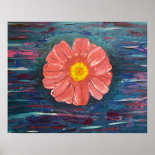 Poster Peinture acrylique Abstraite avec fleur