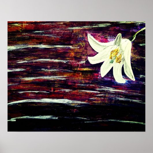Poster Peinture acrylique Abstraite avec fleur (Devant)