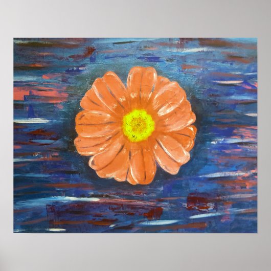 Poster Peinture acrylique Abstraite avec fleur (Devant)
