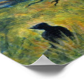 Poster Peinture acrylique, Chat & Oiseau & Lune (Coin)