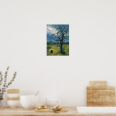 Poster Peinture acrylique, Chat & Oiseau & Lune (Cuisine)
