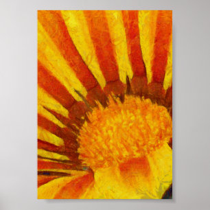 Poster Peinture acrylique Gazania rouge et jaune
