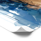 Poster Peinture afro-américaine en bleu et jaune (Coin)