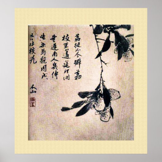 Poster Peinture ancienne chinoise, litchi (Devant)