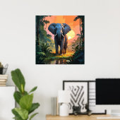 Poster Peinture animée sur la faune des éléphants du couc (Bureau à domicile)