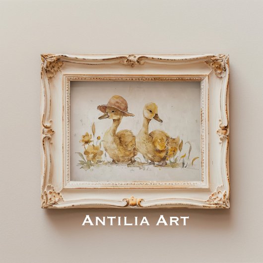 Poster Peinture aquarelle Caneton Ferme animale