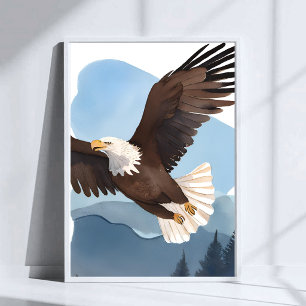Poster Peinture aquarelle d'aigle américain