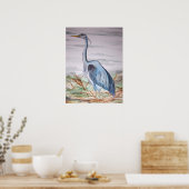 Poster Peinture aquarelle de Blue Heron (Cuisine)