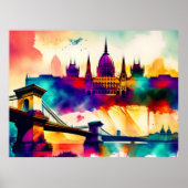 Poster Peinture aquarelle de Budapest (Devant)