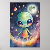 Poster Peinture aquarelle de Chibi Alien (Devant)