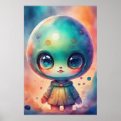 Poster Peinture aquarelle de Chibi Alien (Devant)