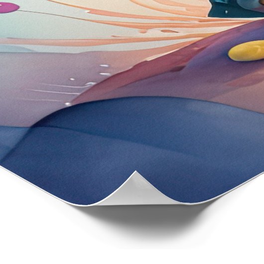 Poster Peinture aquarelle de Chibi Alien (Coin)