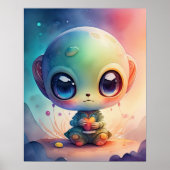 Poster Peinture aquarelle de Chibi Alien (Devant)