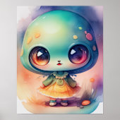 Poster Peinture aquarelle de Chibi Alien (Devant)