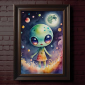 Poster Peinture aquarelle de Chibi Alien
