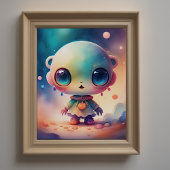 Poster Peinture aquarelle de Chibi Alien