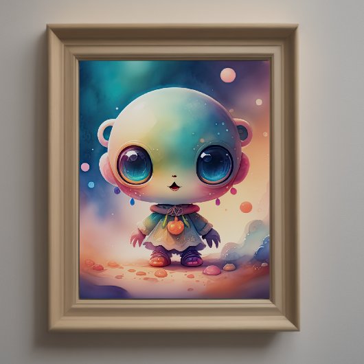 Poster Peinture aquarelle de Chibi Alien