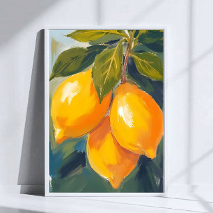 Poster Peinture aquarelle de fruits d'arbre à citron