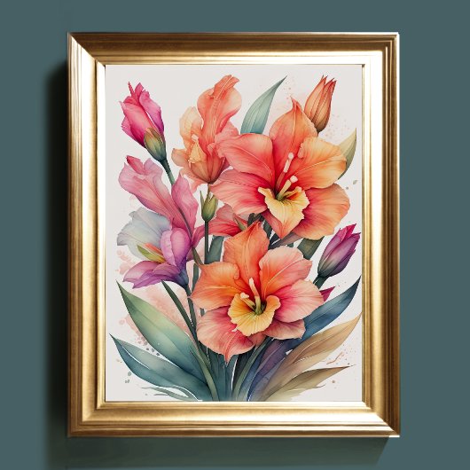 Poster Peinture aquarelle de Gladiolas