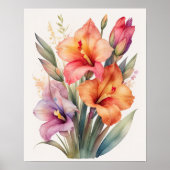 Poster Peinture aquarelle de Gladiolas II (Devant)