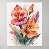 Poster Peinture aquarelle de Gladiolas III (Devant)